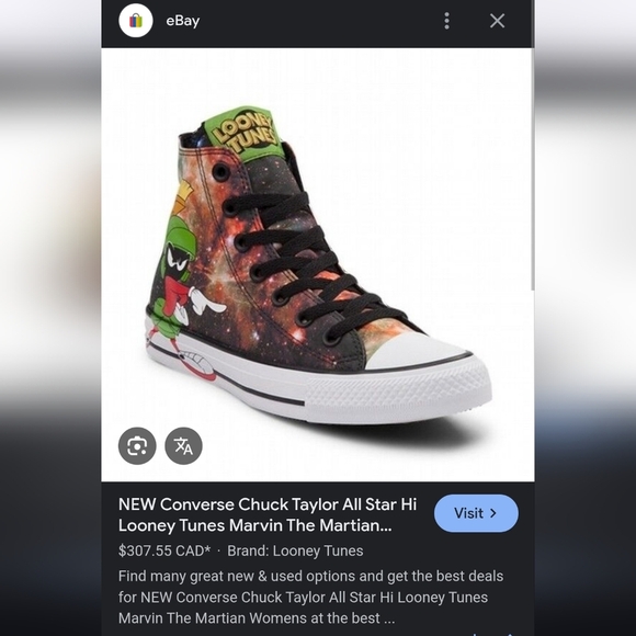 Chuck Taylor x Looney Tunes All Star High Marvin the Martian Sneaker NWOT No Box - Picture 10 of 10